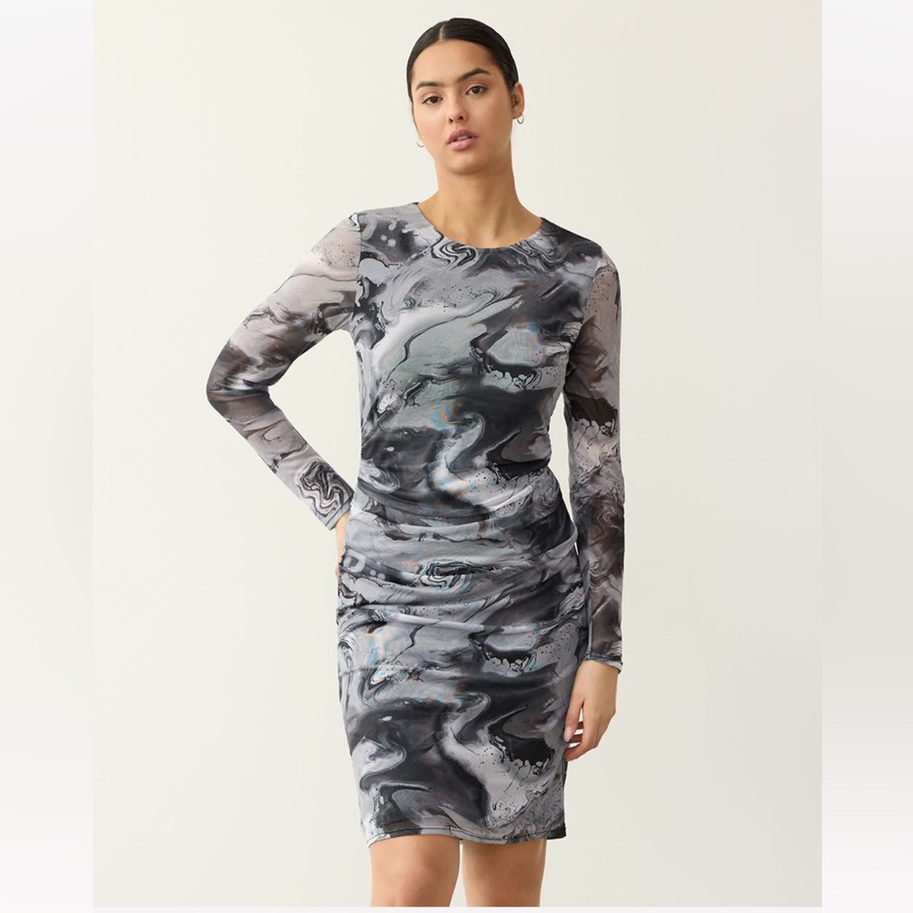 Long Sleeve Mesh Bodycon Dress